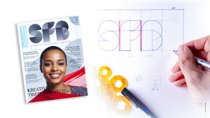 Zu sehen ist ein per Hand gezeichneter Entwurf der Geometrie eines Markenlogos, bestehend aus überlagernden Kreisen.